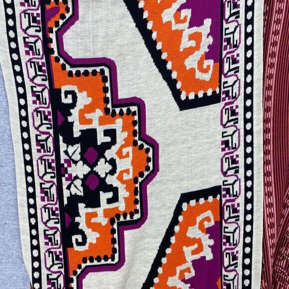 Flying Tomato Poncho Womens Medium/Large Aztec Beige Orange Fringe Boho Chic - Picture 6 of 10